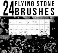 PS画笔－24支散射的石头笔刷：24 Flying Stone Brushes